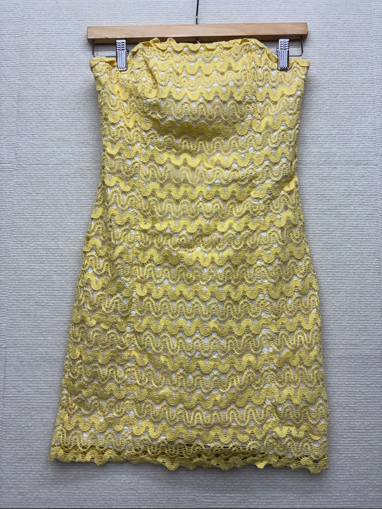 Lilly Pulitzer | Yellow Strapless Lace Dress Crochet 0